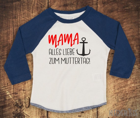 Kleckerliese Baby Kinder T-Shirt Langarmshirt  "Mama alles Liebe zum Muttertag" Raglan-Ärmel Jungen Mädchen Vatertag