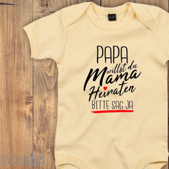 kleckerliese Baby Body "Daddy, do you want to marry Mommy? Daddy, please say yes!" Baby Body Romper Boys Girls Short Sleeve