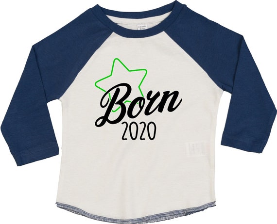 Kleckerliese Baby Kinder T-Shirt Langarmshirt  "Born 2020" Raglan-Ärmel Jungen Mädchen