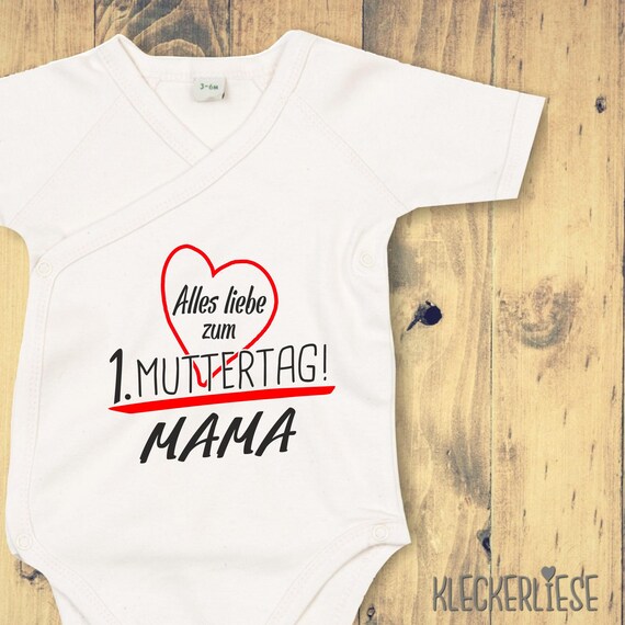 kleckerliese wrap body Mother's Day "Happy 1st Mother's Day Mom" baby body romper wrap body organic kimono short sleeve baby body