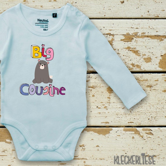kleckerliese Langarm Babybody "Big Cousine Braunbär Bär" Baby Body Jungen Mädchen Longsleeve Fair Wear