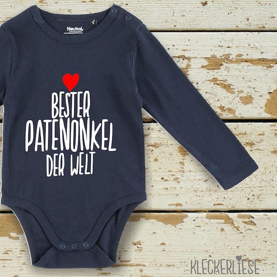 Long-sleeved baby bodysuit "Best Godfather in the World" Fair Wear