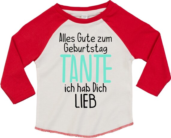 Kleckerliese Baby Kinder T-Shirt Langarmshirt  "Alles Gute TANTE ich hab Dich Lieb" Raglan-Ärmel Jungen Mädchen