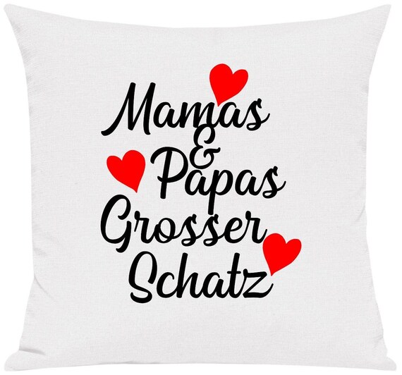 kleckerliese Kissen "Mamas & Papas Grosser Schatz" Kissenhülle Deko Sofa Kuschelkissen Dekoidee