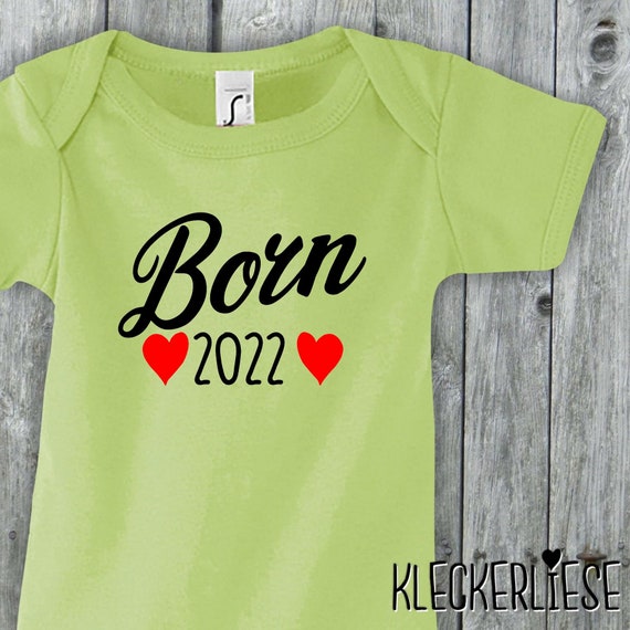 Baby Body mit Wunschname "Born Herzen Wunschzahl Wunsch Datum" Babybody Strampler Jungen Mädchen