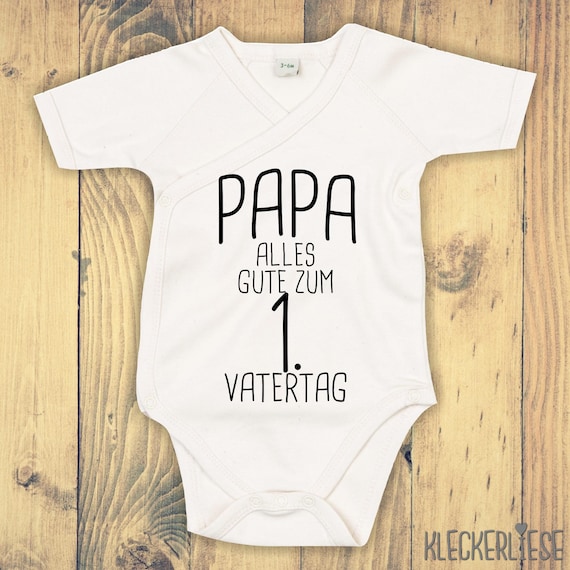 kleckerliese wrap baby bodysuit "Papa Happy 1st Father's Day" baby bodysuit romper wrap bodysuit organic kimono short sleeve