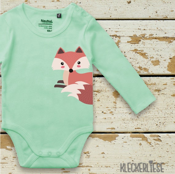 kleckerliese Long Sleeve Baby Bodysuit "Fox" Baby Bodysuit Boys Girls Long Sleeve Fair Wear