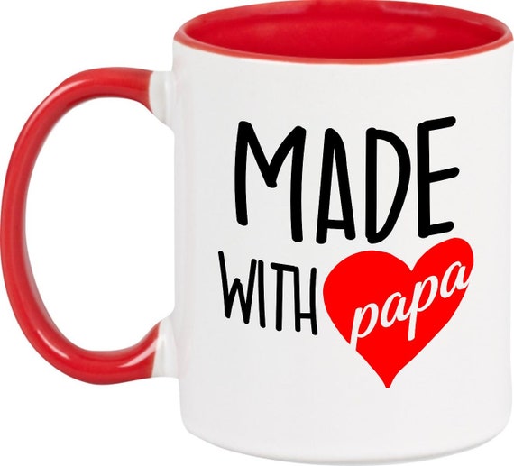 kleckerliese Teetasse Tasse Motiv "Made with Papa" Milch Kakao Kaffeetasse