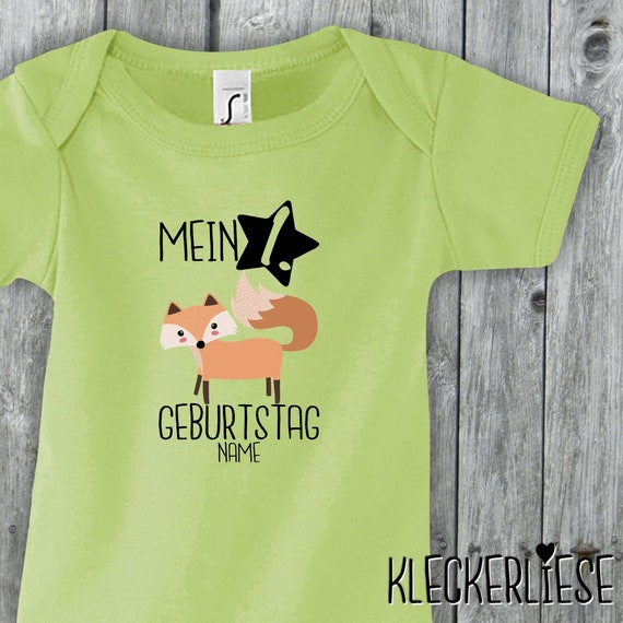 Baby Body mit Wunschname "Mein 1. Geburtstag Fuchs mit Wunschname" Babybody Strampler Jungen Mädchen