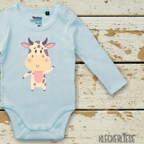 Langarm Body Babybody "Tiermotiv Kuh Bulle" Fair Wear Bio Organic