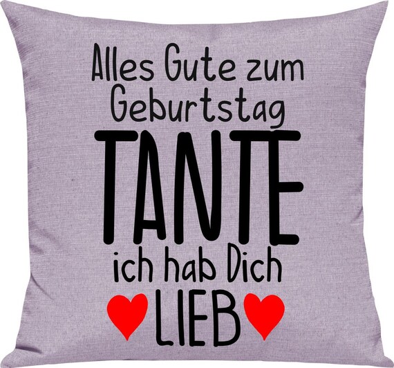 kleckerliese Kissen "Alles Gute TANTE ich hab Dich Lieb" Kissenhülle Deko Sofa Kuschelkissen Dekoidee