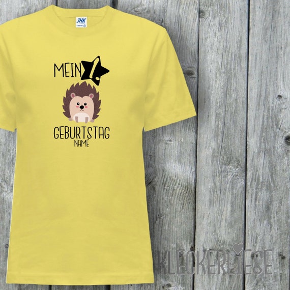 Kinder T-Shirt mit Wunschname "Mein 1. Geburtstag Igel mit Wunschname" Shirt Jungen Mädchen Baby Kind