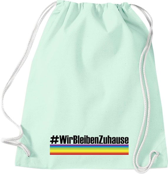 Kleckerliese Gymsack "Wir Bleiben Zuhause #wirbleibenzuhause" Rucksack Bag Stoffbeutel Turnbeutel Tragetasche