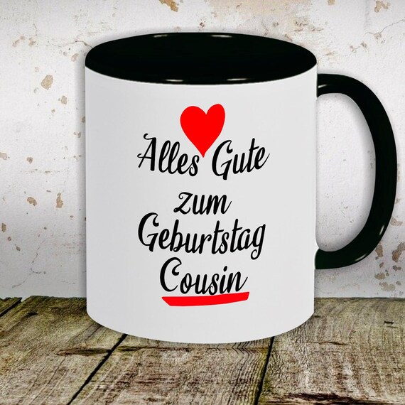 kleckerliese Kindertasse Teetasse Tasse Motiv "Alles Gute zum Geburtstag Cousin" Milch Kakao Kaffeetasse