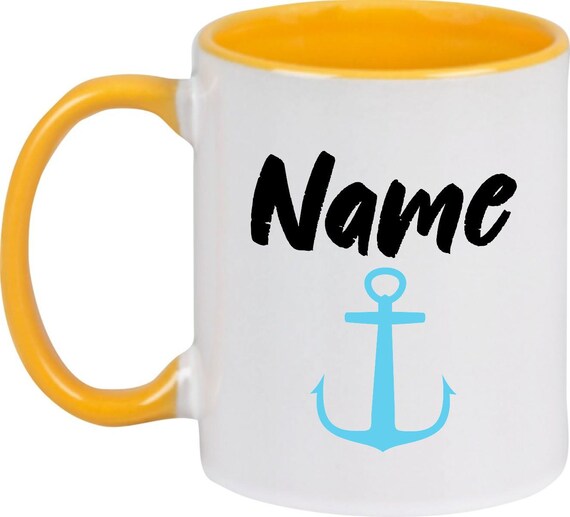 kleckerliese Kindertasse Teetasse Tasse Motiv "Name Wunschname Anker" Milch Kakao Kaffeetasse