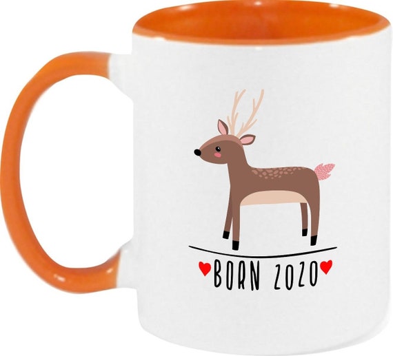 kleckerliese Kindertasse Teetasse Tasse Motiv "Born 2020 Tiermotiv Reh" Milch Kakao Kaffeetasse