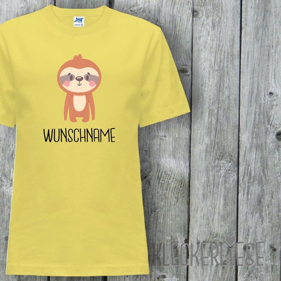 Kleckerliese Baby Kinder T-Shirt "Tiermotiv mit Wunschnamen Faultier " mit Wunschtext Kurzarm Sprüche Shirt Nicki mit Aufdruck Motiv