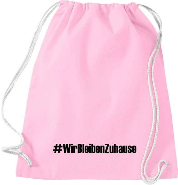 Kleckerliese Gymsack "Wir Bleiben Zuhause #wirbleibenzuhause" Rucksack Bag Stoffbeutel Turnbeutel Tragetasche