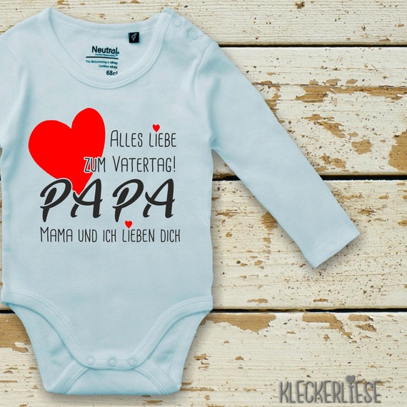 Kleckerliese Father's Day Long Sleeve Body "All The Love for Father's Day Papa Mama and I Love You" Fair Wear Organic Organic Babybody