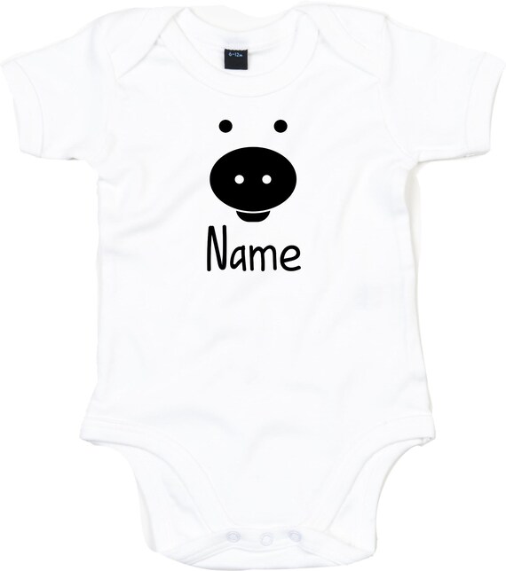 kleckerliese Baby Body "Tiere Flusspferd Hippo Wunschname" Babybody Strampler Jungen Mädchen Kurzarm