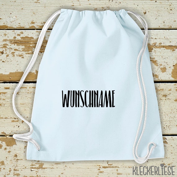 Kleckerliese Gymsack "Wunschname Name Wunschtext" Rucksack Bag Stoffbeutel Turnbeutel Tragetasche