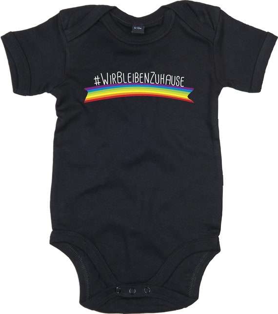 kleckerliese Baby Body "Wir Bleiben Zuhause #wirbleibenzuhause" Babybody Strampler Jungen Mädchen Kurzarm