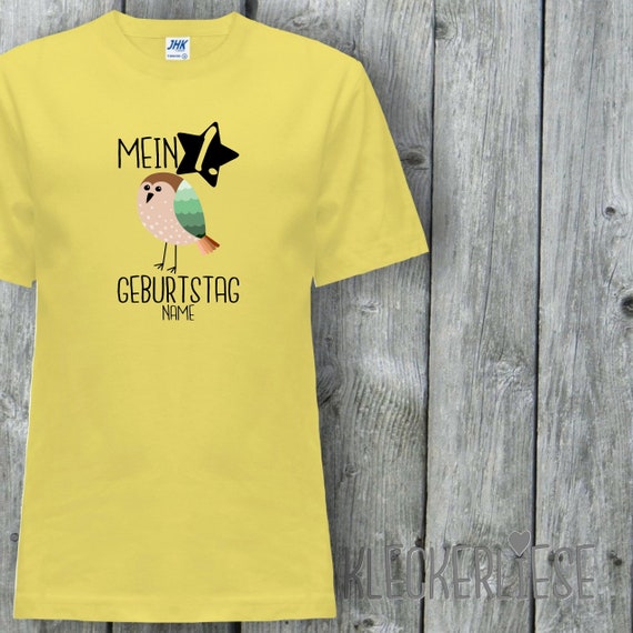 Kinder T-Shirt mit Wunschname "Mein 1. Geburtstag Vogel mit Wunschname" Shirt Jungen Mädchen Baby Kind