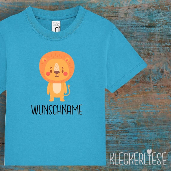 kleckerliese Kinder Baby Shirt Kleinkind "Tiermotiv mit Wunschnamen Löwe" mit Wunschnamen Jungen Mädchen T-Shirt