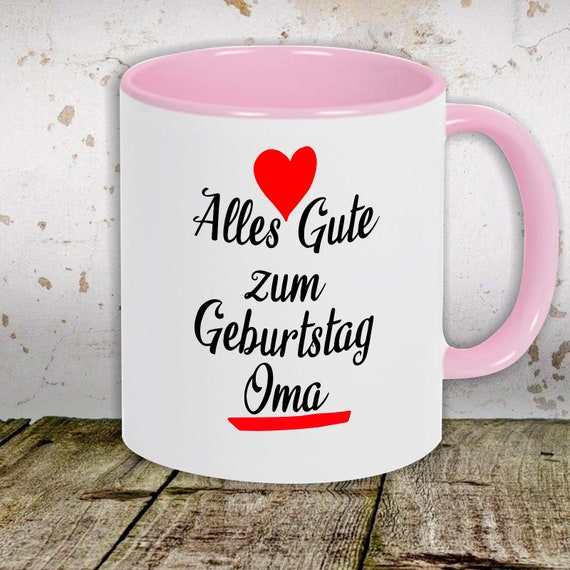 kleckerliese Kindertasse Teetasse Tasse Motiv "Alles Gute zum Geburtstag Oma" Milch Kakao Kaffeetasse