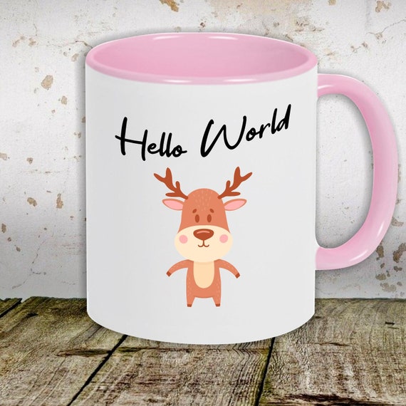 Kaffeetasse Tasse Motiv "Hello World Elch" Tasse Teetasse Milch Kakao