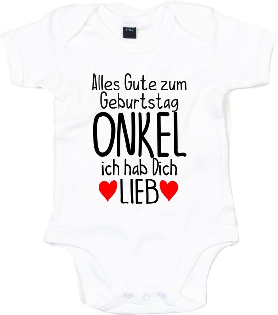 kleckerliese Baby Body "Alles Gute ONKEL ich hab Dich Lieb" Babybody Strampler Jungen Mädchen Kurzarm