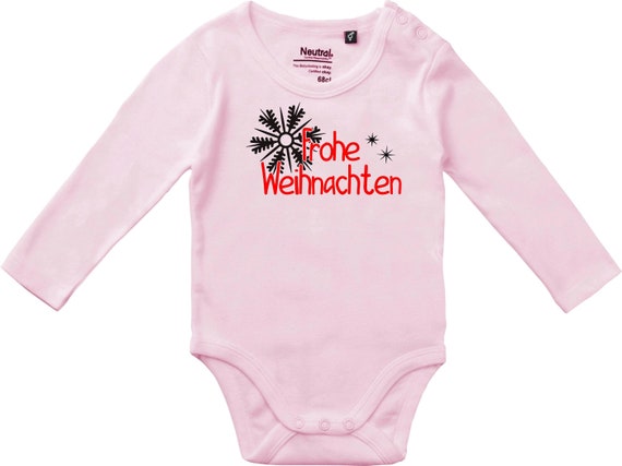 kleckerliese Langarm Babybody "Frohe Weihnachten Sterne Eisstern" Baby Body Jungen Mädchen Longsleeve Fair Wear