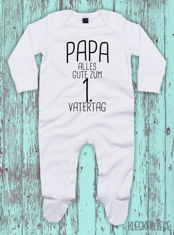 Kleckerliese Baby Schlafanzug "Papa alles Gute zum 1. Vatertag" Sleepsuit Jungen Mädchen Vatertag