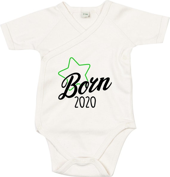 kleckerliese Wickel Baby Body "Born 2020 2021 2022" Babybody Strampler Wickelbody Organic Kimono Kurzarm