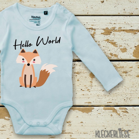 Langarm Body Babybody "Hello World Fuchs" Fair Wear Bio Organic