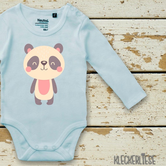 Langarm Body Babybody "Tiermotiv Panda Pandabär" Fair Wear Bio Organic