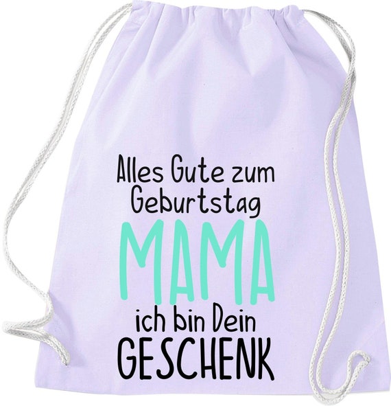 Kleckerliese Gymsack "Alles Gute MAMA ich bin dein Geschenk" Rucksack Bag Stoffbeutel Turnbeutel Tragetasche