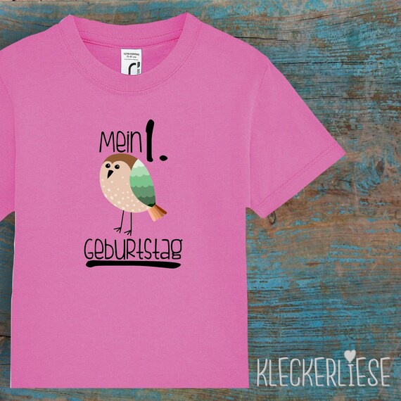 Kinder Baby Shirt Kleinkind "Mein 1. Geburtstag Vogel" T-Shirt Jungen Mädchen