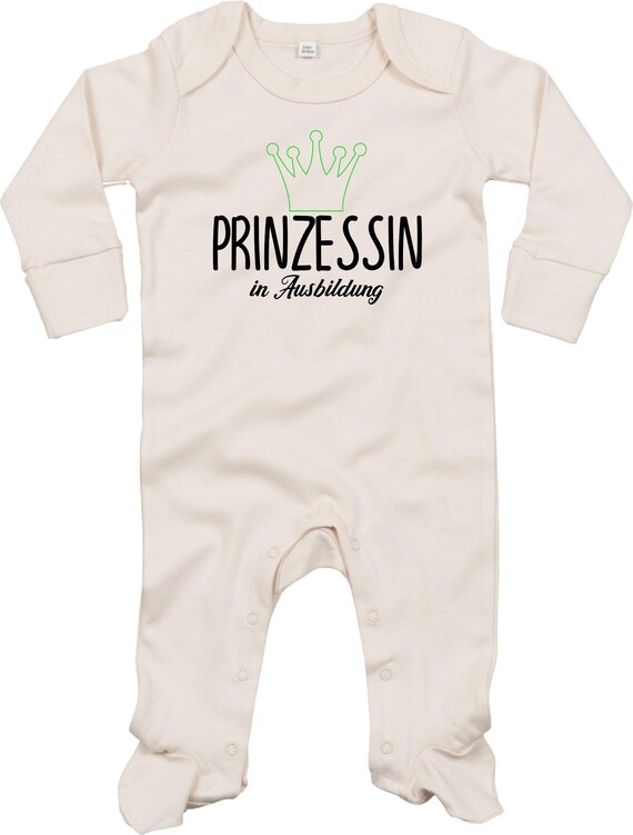 Kleckerliese Baby Schlafanzug "Prinzessin in Ausbildung" Sleepsuit Langarm Jungen Mädchen Einteiler Strampler