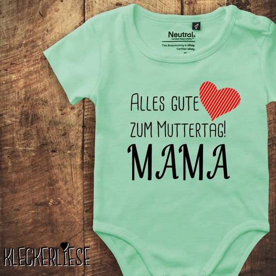 kleckerliese Babybody Mother's Day Bodysuit "Happy Mother's Day Mom" Fair Wear, Bio, Organic Baby Boys Girls