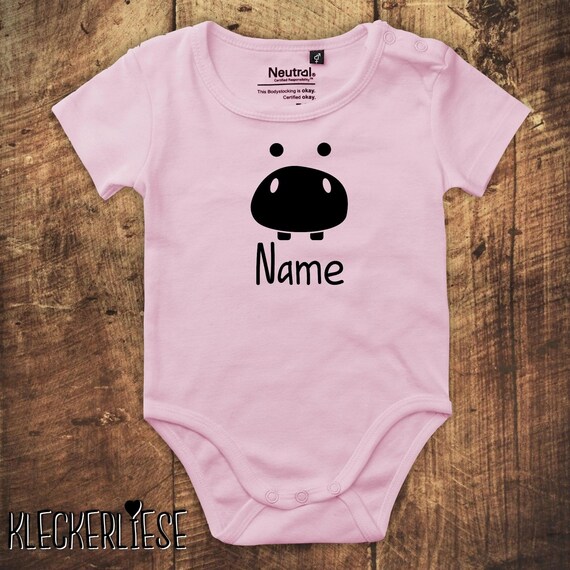 Babybody Body "Tier Motiv Flusspferd mit Wunschnamen" Fair Wear