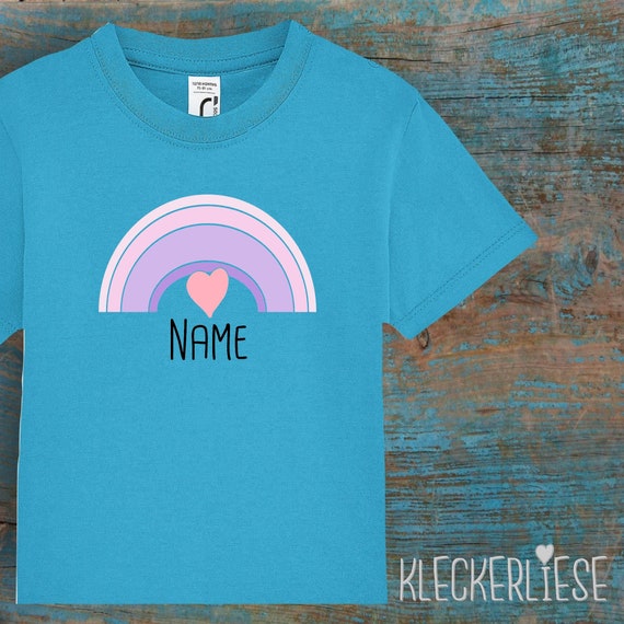 Kinder Baby Shirt mit Wunschname Kleinkind "Regenbogen mit Wunschname" T-Shirt Jungen Mädchen