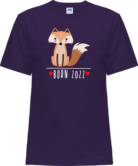Kleckerliese Baby Kinder T-Shirt "Born 2022 Tiermotiv Fuchs" Kurzarm Sprüche Jungen Mädchen Shirt Nicki mit Aufdruck Motiv