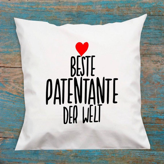 kleckerliese Kissen "Beste Patentante der Welt" Kissenhülle Deko Sofa Kuschelkissen Dekoidee