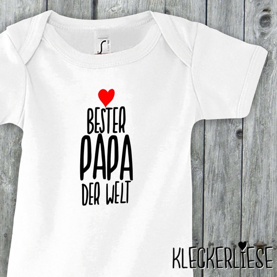 Kleckerliese baby bodysuit "Best Dad in the World" boys girls short sleeve with printed motif