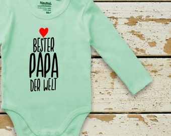 kleckerliese Long Sleeve Baby Bodysuit "Best Dad in the World" Baby Bodysuit Boys Girls Long Sleeve Fair Wear