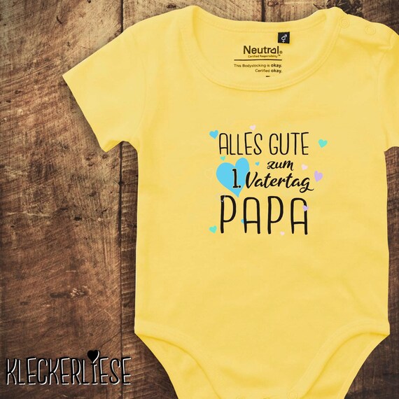 kleckerliese baby bodysuit "Happy 1st Father's Day Dad" Fair Wear Boys Girls