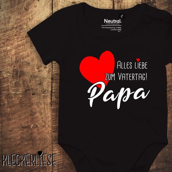 kleckerliese Baby Body Father's Day Body "Happy Father's Day Dad" Fair Wear, Bio, Organic Baby Boys Girls