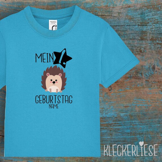 Kinder Baby Shirt mit Wunschname Kleinkind "Mein 1. Geburtstag Igel mit Wunschname" T-Shirt Jungen Mädchen