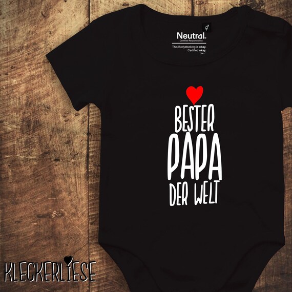 kleckerliese baby bodysuit "Best Dad in the World" Fair Wear
